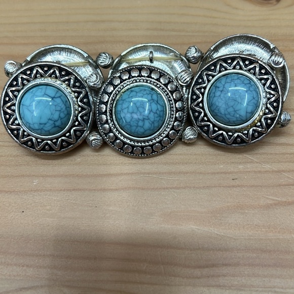 Lucky Brand Necklace and Bracelet 17”+2” Ext Silver Tone with Faux Turquoise - Picture 2 of 3